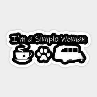 Airstream Basecamp "I'm a Simple Woman" - Tea, Cats & Basecamp T-Shirt (White Imprint) T-Shirt Sticker